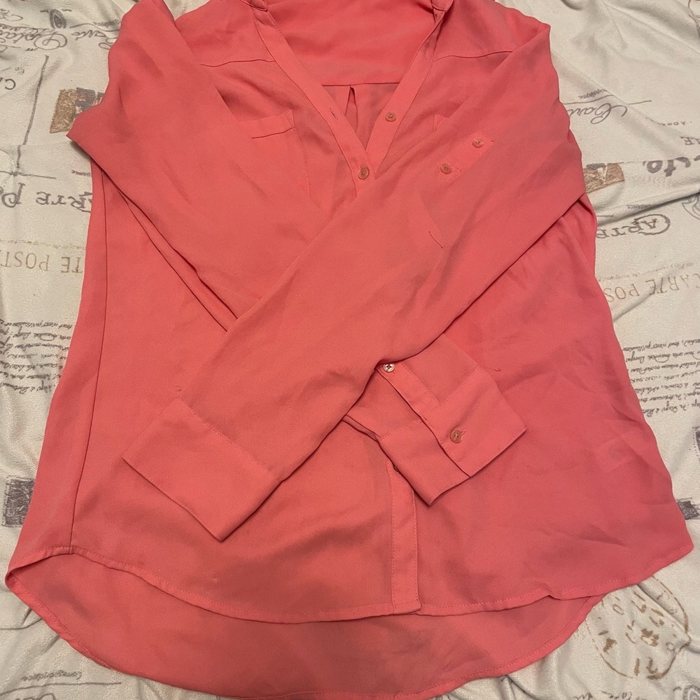 Express Women's Pink Button-Down Shirt